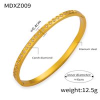 Elegant Simple Style Circle Round 18K Gold Plated Rhinestones Rhinestone Titanium Steel Wholesale Bangle main image 7