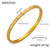 Elegant Simple Style Circle Round 18K Gold Plated Rhinestones Rhinestone Titanium Steel Wholesale Bangle main image 9