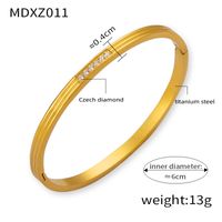 Elegant Simple Style Circle Round 18K Gold Plated Rhinestones Rhinestone Titanium Steel Wholesale Bangle main image 10