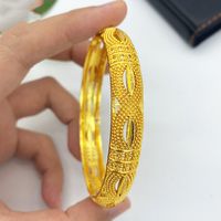 IG Style Simple Style Solid Color 24K Gold Plated Alloy Wholesale Bangle sku image 14