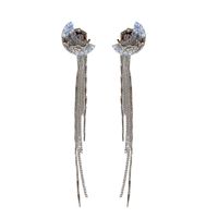 1 Pair Hip-Hop Retro Moon Plating Inlay Copper Zircon Silver Plated Drop Earrings main image 2