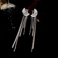 1 Pair Hip-Hop Retro Moon Plating Inlay Copper Zircon Silver Plated Drop Earrings main image 1