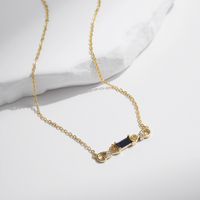 Sterling Silver 14K Gold Plated Elegant Retro Plating Inlay Solid Color Zircon Pendant Necklace main image 5