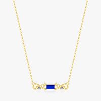 Sterling Silver 14K Gold Plated Elegant Retro Plating Inlay Solid Color Zircon Pendant Necklace sku image 1