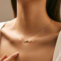 Sterling Silver 14K Gold Plated Elegant Retro Plating Inlay Solid Color Zircon Pendant Necklace main image 3