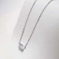 Sterling Silver Silver Plated Elegant Simple Style Plating Inlay Oval Zircon Pendant Necklace main image 1