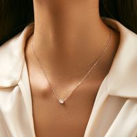 Sterling Silver Silver Plated Elegant Simple Style Plating Inlay Oval Zircon Pendant Necklace main image 3
