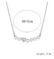 Sterling Silver Silver Plated Simple Style Shiny Inlay Heart Shape Fox Artificial Pearls Zircon Necklace main image 2