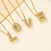 Copper 18K Gold Plated Casual Simple Style Inlay Letter Zircon Pendant Necklace main image 3