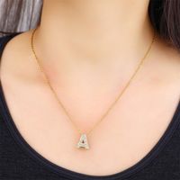 Copper 18K Gold Plated Casual Simple Style Inlay Letter Zircon Pendant Necklace main image 6