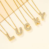 Copper 18K Gold Plated Casual Simple Style Inlay Letter Zircon Pendant Necklace main image 4