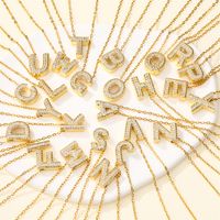 Cobre Chapados en oro de 18k Casual Estilo Simple Embutido Letra Circón Collar Colgante main image 7