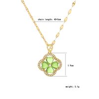 304 Stainless Steel Copper Simple Style Shiny Plating Inlay Four Leaf Clover Opal Zircon Pendant Necklace main image 2