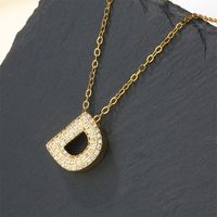 Copper 18K Gold Plated Casual Simple Style Inlay Letter Zircon Pendant Necklace sku image 4