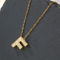 Copper 18K Gold Plated Casual Simple Style Inlay Letter Zircon Pendant Necklace sku image 6