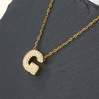 Copper 18K Gold Plated Casual Simple Style Inlay Letter Zircon Pendant Necklace sku image 7