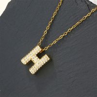 Copper 18K Gold Plated Casual Simple Style Inlay Letter Zircon Pendant Necklace sku image 8