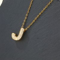 Copper 18K Gold Plated Casual Simple Style Inlay Letter Zircon Pendant Necklace sku image 10