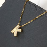 Copper 18K Gold Plated Casual Simple Style Inlay Letter Zircon Pendant Necklace sku image 11