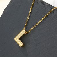 Copper 18K Gold Plated Casual Simple Style Inlay Letter Zircon Pendant Necklace sku image 12
