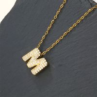 Copper 18K Gold Plated Casual Simple Style Inlay Letter Zircon Pendant Necklace sku image 13
