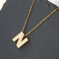 Copper 18K Gold Plated Casual Simple Style Inlay Letter Zircon Pendant Necklace sku image 14