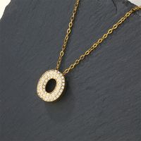 Copper 18K Gold Plated Casual Simple Style Inlay Letter Zircon Pendant Necklace sku image 15