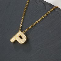 Copper 18K Gold Plated Casual Simple Style Inlay Letter Zircon Pendant Necklace sku image 16