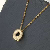 Cobre Chapados en oro de 18k Casual Estilo Simple Embutido Letra Circón Collar Colgante sku image 17