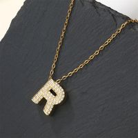 Copper 18K Gold Plated Casual Simple Style Inlay Letter Zircon Pendant Necklace sku image 18