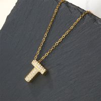 Copper 18K Gold Plated Casual Simple Style Inlay Letter Zircon Pendant Necklace sku image 20