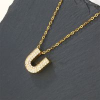 Copper 18K Gold Plated Casual Simple Style Inlay Letter Zircon Pendant Necklace sku image 21