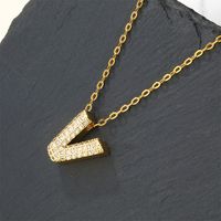 Copper 18K Gold Plated Casual Simple Style Inlay Letter Zircon Pendant Necklace sku image 22