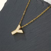Copper 18K Gold Plated Casual Simple Style Inlay Letter Zircon Pendant Necklace sku image 25