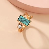 Wholesale Jewelry Elegant Geometric Alloy Turquoise Gold Plated Inlay Rings main image 5