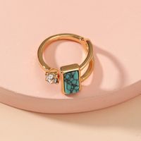 Wholesale Jewelry Elegant Geometric Alloy Turquoise Gold Plated Inlay Rings main image 4