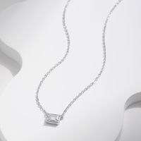 Sterling Silver Silver Plated Simple Style Classic Style Plating Inlay Solid Color Zircon Pendant Necklace main image 1