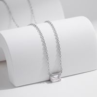 Sterling Silver Silver Plated Simple Style Classic Style Plating Inlay Solid Color Zircon Pendant Necklace main image 6