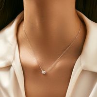 Sterling Silver Silver Plated Simple Style Classic Style Plating Inlay Solid Color Zircon Pendant Necklace main image 3