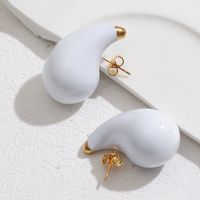 1 Pair Casual Vintage Style Classic Style Water Droplets Enamel Plating 304 Stainless Steel 18K Gold Plated Ear Studs main image 3