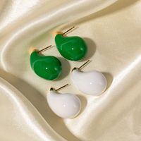 1 Pair Casual Vintage Style Classic Style Water Droplets Enamel Plating 304 Stainless Steel 18K Gold Plated Ear Studs main image 4