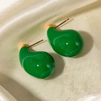 1 Pair Casual Vintage Style Classic Style Water Droplets Enamel Plating 304 Stainless Steel 18K Gold Plated Ear Studs main image 6