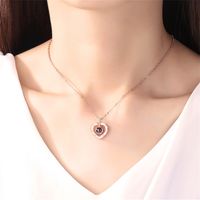 Copper Elegant Inlay Letter Heart Shape Zircon Pendant Necklace main image 5