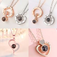 Copper Elegant Inlay Letter Heart Shape Zircon Pendant Necklace main image 9