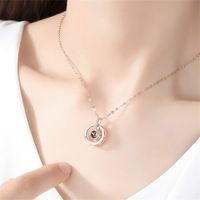 Copper Elegant Inlay Letter Heart Shape Zircon Pendant Necklace main image 8