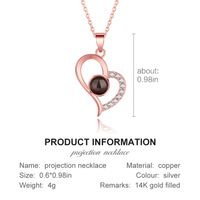 Copper Elegant Inlay Letter Heart Shape Zircon Pendant Necklace main image 2
