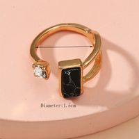 Wholesale Jewelry Elegant Geometric Alloy Turquoise Gold Plated Inlay Rings sku image 3