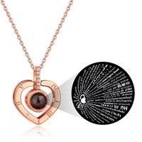 Copper Elegant Inlay Letter Heart Shape Zircon Pendant Necklace sku image 1