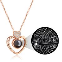 Copper Elegant Inlay Letter Heart Shape Zircon Pendant Necklace sku image 2