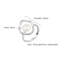 Sterling Silver White Gold Plated Elegant Simple Style Polishing Inlay Solid Color Pearl Open Rings main image 4